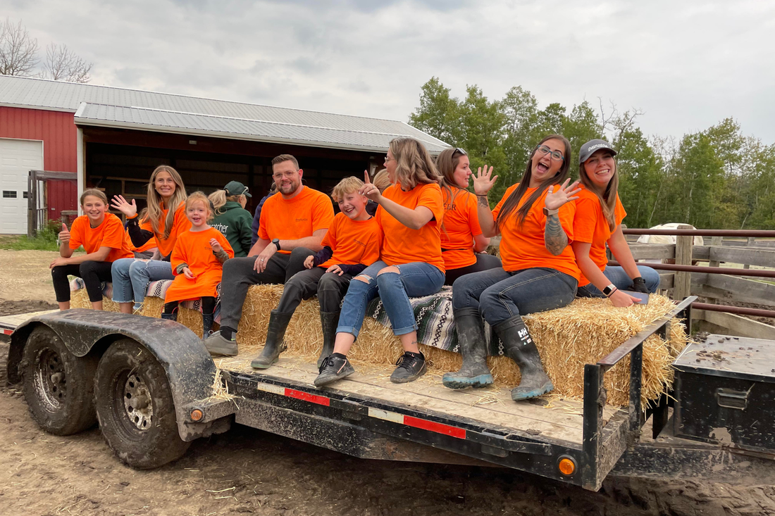 Picture of volunteers on a hay ride